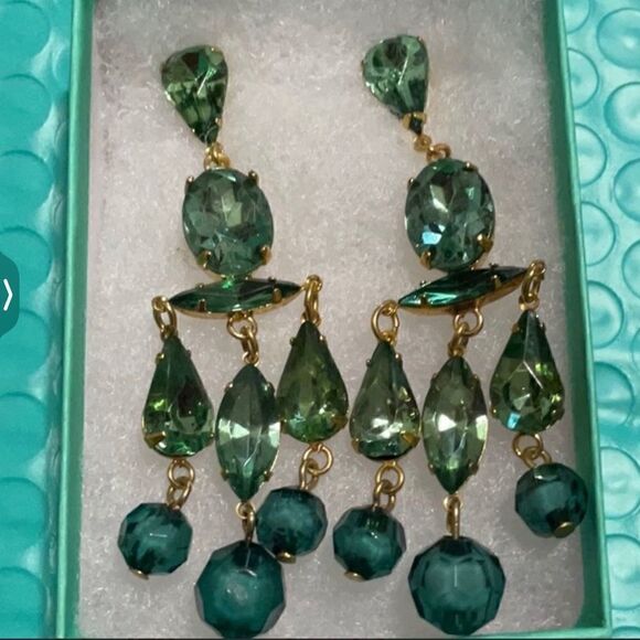 Mint Green Teal Drop Earrings - Picture 5 of 5